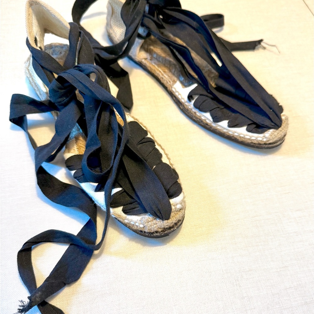Authentic Barcelona Spanish Women's Black Espadrille Sandals